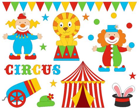 Funny Bright Circus Clip Art Set Clowns Clipart By Yarkodesign Circus