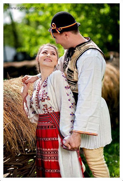 Romanian Lovers In Traditional Romanian Costumes Folk Clothing
