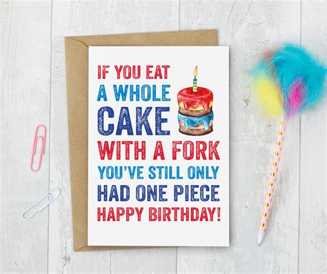 Birthday Cake Funny British Humour Greeting Birthday Card Etsy