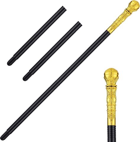 2 Pieces Silver Gold Costume Walking Cane Toy Cosplay Pimp Cane Dress