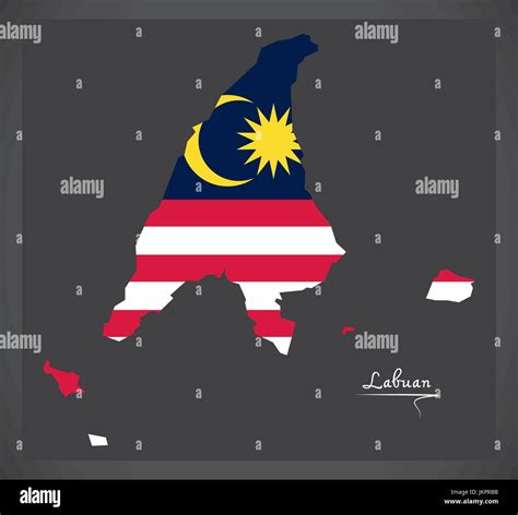 Labuan Malaysia Map With Malaysian National Flag Illustration Stock