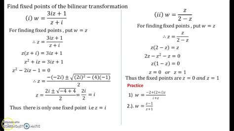 Bilinear Transformation Part 2 Fixed Points Youtube