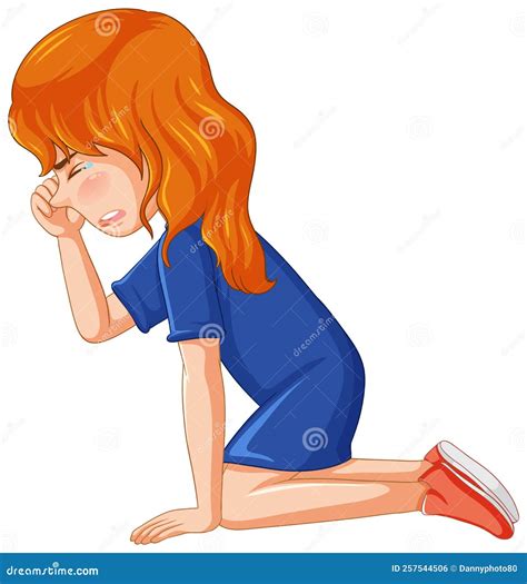 personaje de caricatura de triste chica llorando ilustración del vector ilustración de humano