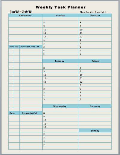 Weekly Planner Templates 15 Free Word Excel And Pdf Samples Examples