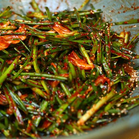 Asian chive kimchi Buchu kimchi 부추김치 Recipe Korean side dishes