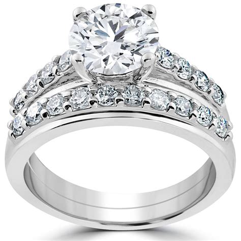 3ct Diamond Engagement Wedding Ring Set 14k White Gold
