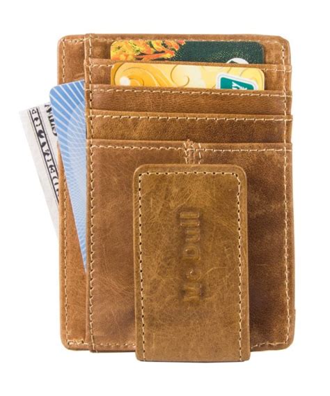 Wallets With Money Clip Mens Minimalist Genuine Leather Magnet Front