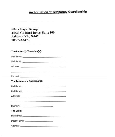 9 Temporary Guardianship Form Templates To Download Sample Templates