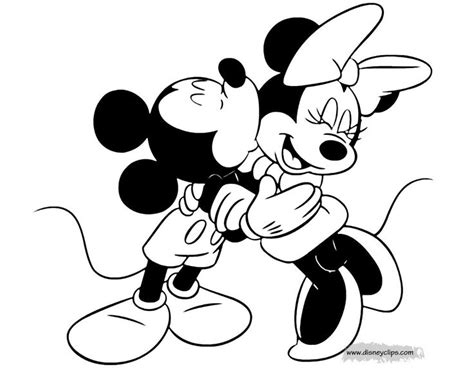 Mickey Mouse And Minnie Mouse In Love Coloring Pages