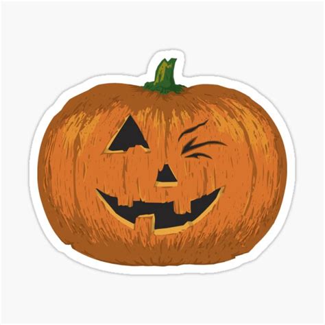 Winking Jack O Lantern Cute Pumpkin Face Sticker For Sale By