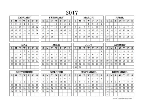 2017 Yearly Calendar Landscape 09 Free Printable Templates