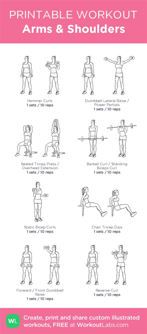 Arms And Shoulders Printable Workouts Workout Plan Gym Workout Guide