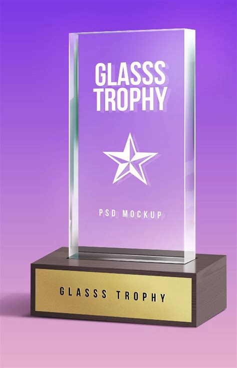 glass trophy mockup mockup planet
