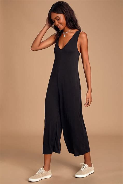 Charcoal Grey Jumpsuit Sleeveless Jumpsuit Culotte Jumpsuit Lulus