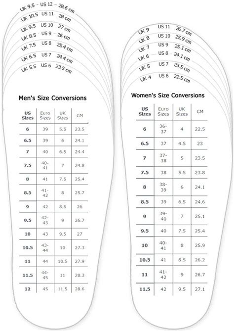 Adult Shoe Size Chart Sovereign Lake Nordic Club