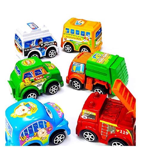 Pull Back Toy Cars Multicolor Combo Set Of 6 Light Weight Pull Back