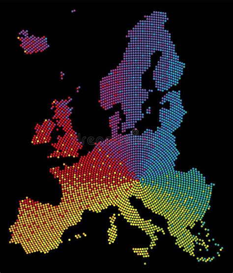 Europe Map Rainbow Colored Pattern Colorful Balls Black Background