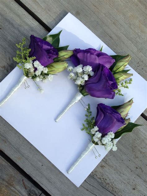 Deep purple Lisianthus buttonholes. | Purple wedding bouquets, Purple