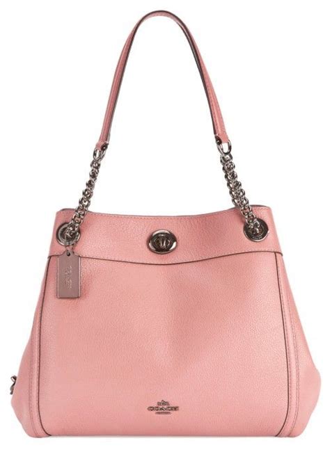 Coach Turnlock Edie Pink Leather Shoulder Bag In Light Pink Modesens