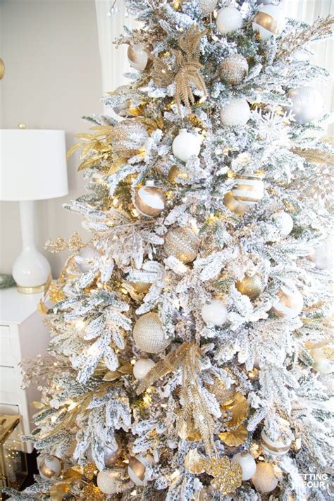 Elegant Crystal Gold And White Christmas Tree Decor White Christmas