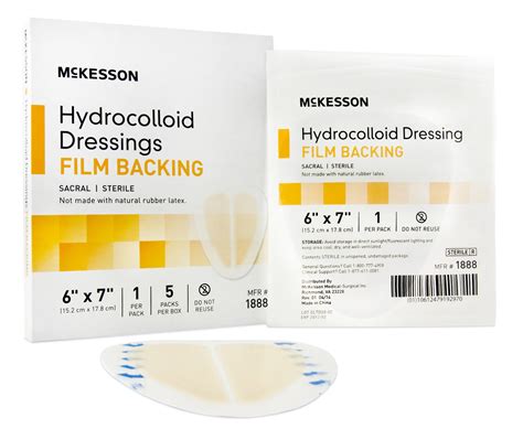 Mckesson Hydrocolloid Dressing 6 X 7 Inch Sacral Sterile 1888 One