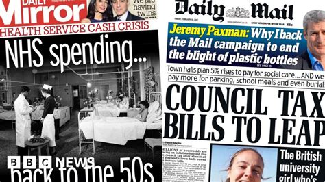 Newspaper Headlines Nhs Returns To 1950s And Tax Bills To Rise Bbc