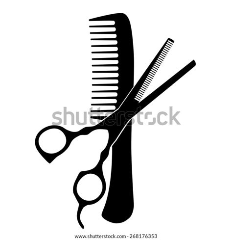 Black Silhouette Comb Scissors Vector Icon Stock Vector Royalty Free
