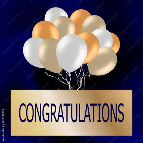 Congratulations Card With Cute Colorful Balloons Festive Blue