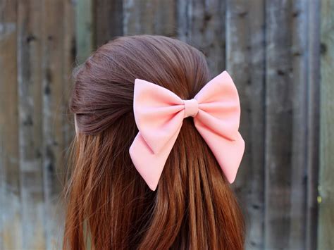 45 Pink Hair Bow Fabric Hair Bow With Tails Big Hair