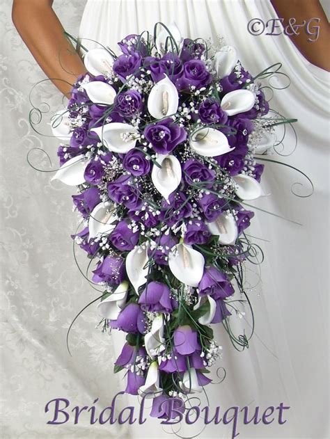 Diy Wedding Bouquet Blue Cascading Wedding Bouquets Purple Wedding