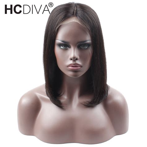 Brazilian Wigs Straight Lace Front Human Hair Wigs Density 130 Pre Plucked Black For Woman