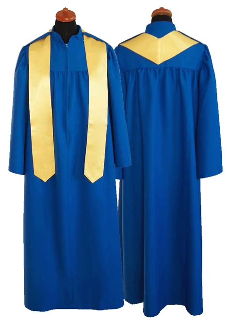 Mid Blue Choir Gown With Zip Front With Stole Option Ecclesia Supplies