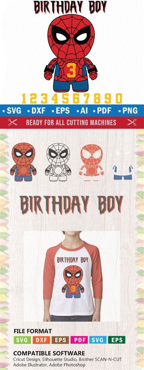 Spiderman SVG Birthday Boy Spiderman Kids svg Kids Men Vector | Etsy