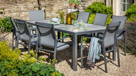 With its rounded ladderback styling and plushly cushioned seat, this dining room chair is sure to entice you to linger a little longer. georgia 8 seat dining set - Georgia - Aluminum Garden Furniture - Hartman Outdoor Furniture ...