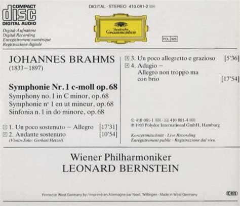 Leonard Bernstein Brahms Symphony No1 1983 Cd Rip Israbox Hi Res
