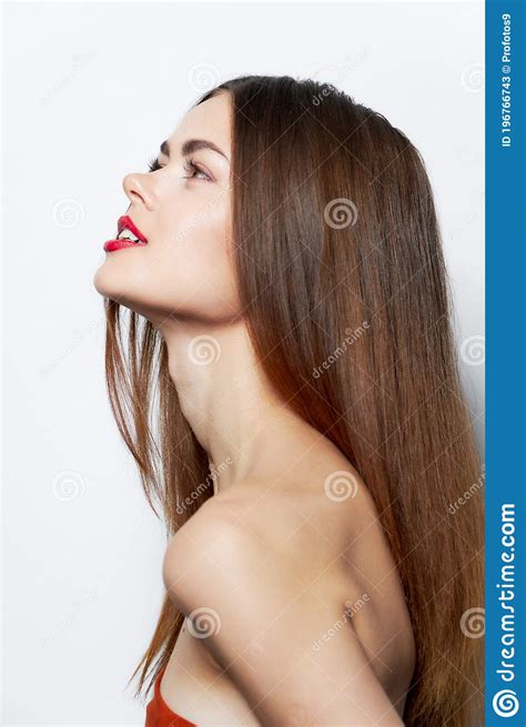 Woman Looks Away And Smile Clear Skin Stock Image Image Of Girl Beautiful