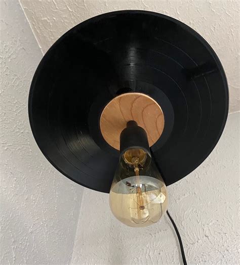 Vinyl Record Light With Edison Bulb And Natural Wood Center Etsy