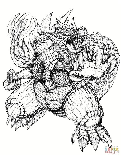 Godzilla Vs Gigan Coloring Pages Sketch Coloring Page