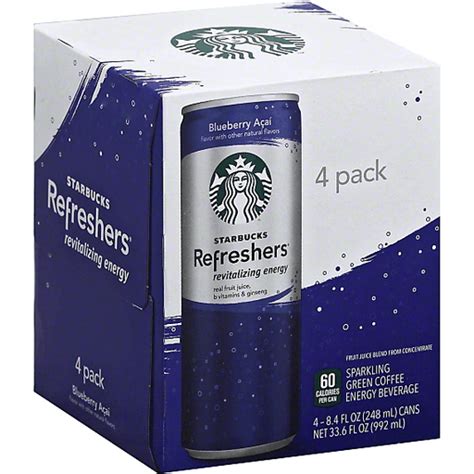 Starbucks Refreshers Sparkling Green Coffee Energy Beverage Blueberry