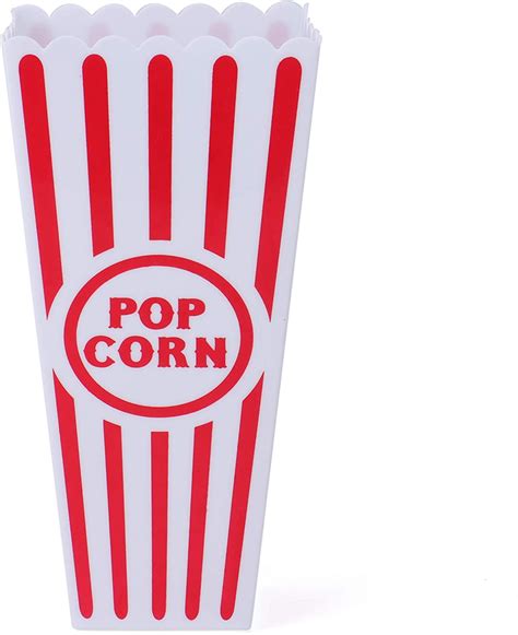 20 Pack Plastic Open Top Popcorn Boxes Reusable Movie Theater Style