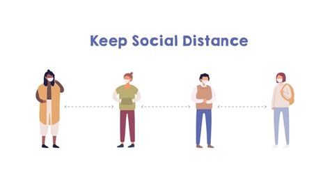 Premium Vector People Keeping Social Distance