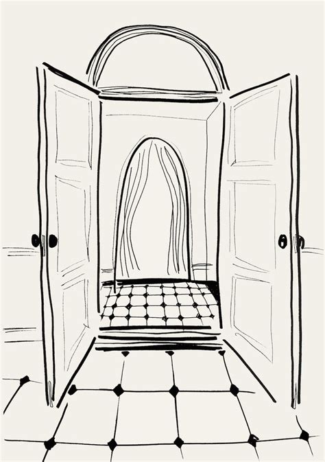 Line Illustration Of Open Door Line Illustration Lineart