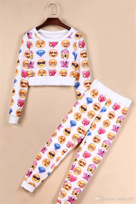2015 New Emoji Jogger Set Women Tracksuits Sport Suits Sports Set With