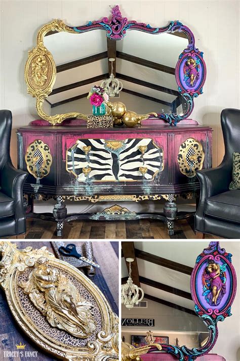 1,677 gold mirror paint products are offered for sale by suppliers on alibaba.com, of which appliance paint accounts for 6%, car paint accounts for 6%, and boat paint accounts for 5%. Whimsical Gold Leaf Mirror with a punch of color - Tracey's Fancy | Painting antique furniture ...