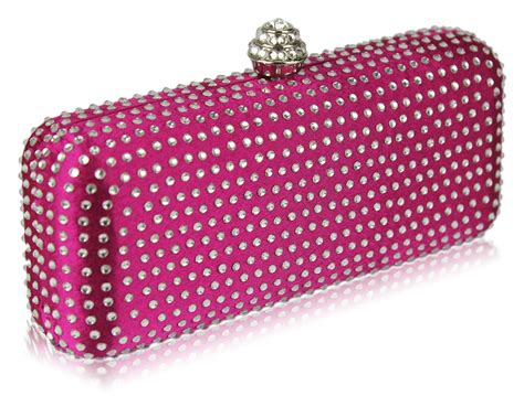 Wholesale Pink Diamante Hardcase Clutch Bag
