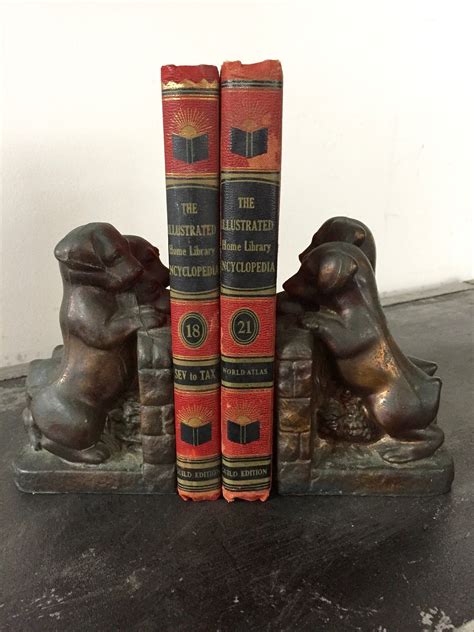 Vintage Bronze Dog Bookends Triplet Puppy Bookends Bronze Etsy Canada