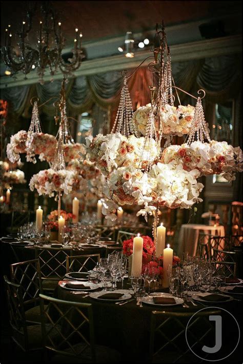 What if you were free? This romantic wedding tablescape is created with hanging ...
