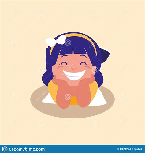 Cute Little Girl Happy Avatar Character Stock Vector Illustration Of