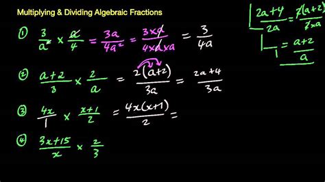 Multiplying And Dividing Algebraic Fractions Youtube