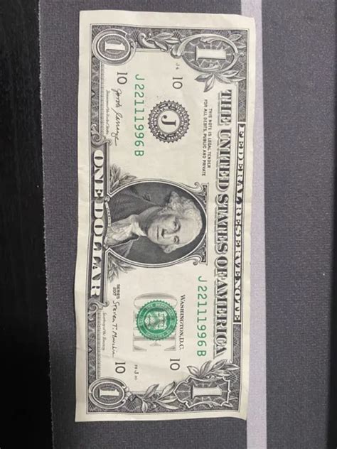 1 One Dollar Bill Error Misaligned Misprint Miscut Offset Collector